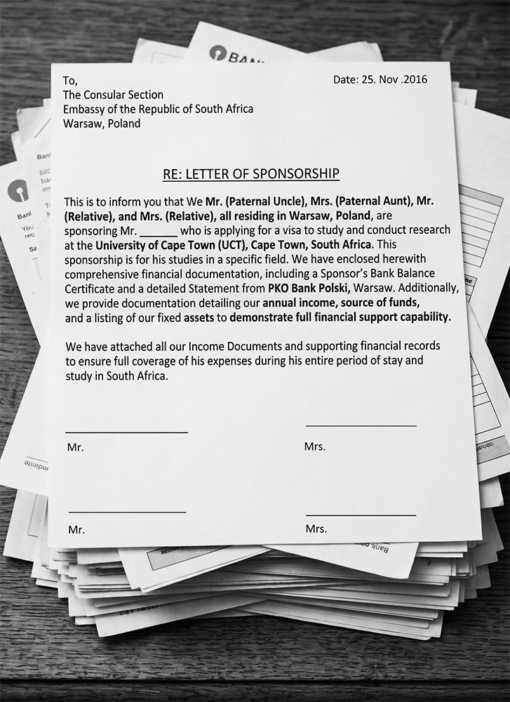 Sponsorship Affidavit for Students Studying in Poland